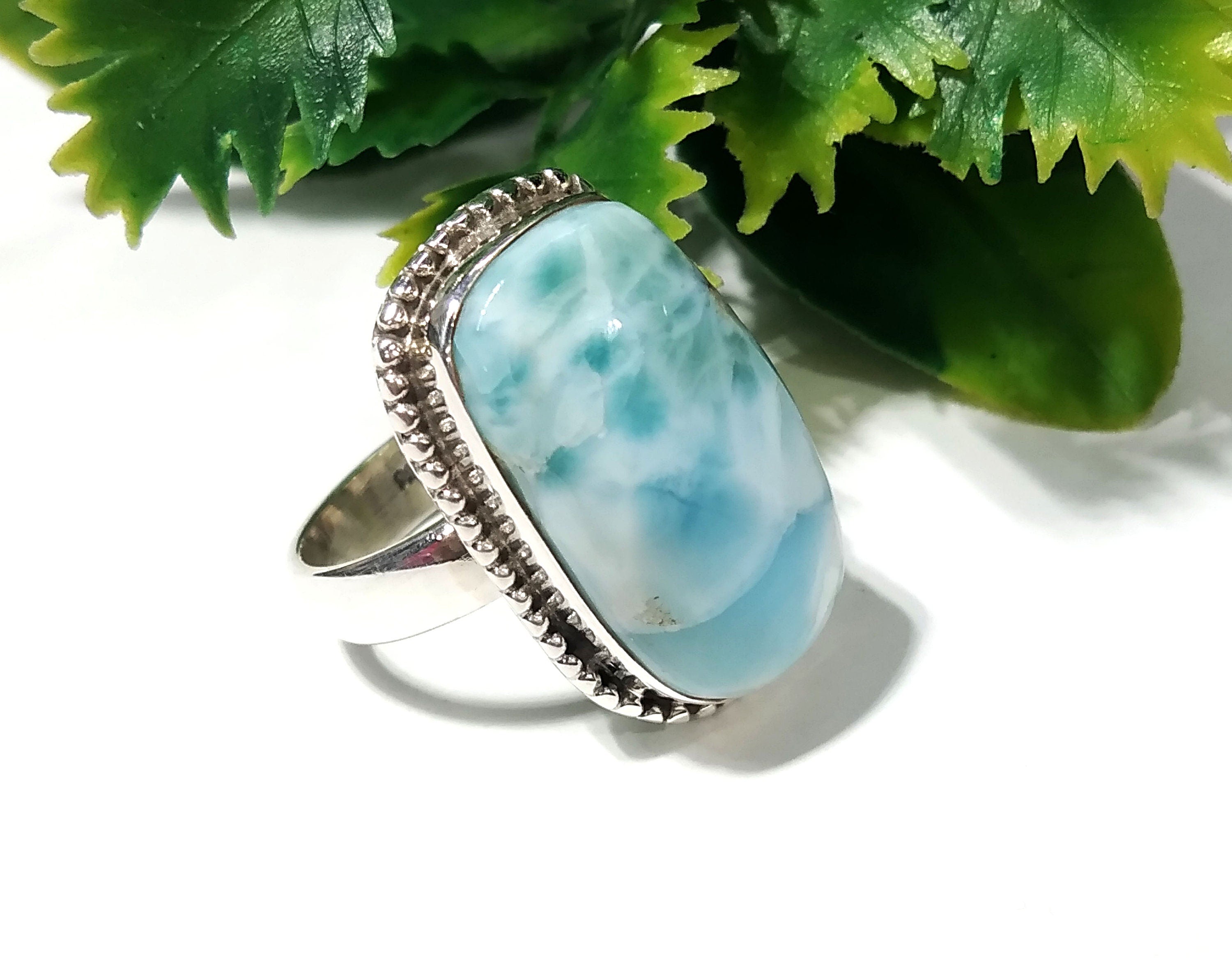 Larimar Gemstone Ring, Solid 925 Starling Silver Ring, Nice Design Good Making Gift Ring, Larimar Stone Ring, For Girls & Women